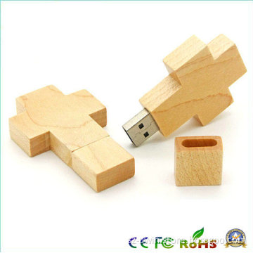64GB Wooden Cross Shape USB Flash Drive (MT016)